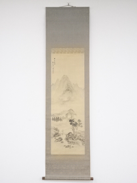 道具 ] - 道具 甲子（1804）年 増山雪斎筆 山水図 肉筆絹本掛軸（保護